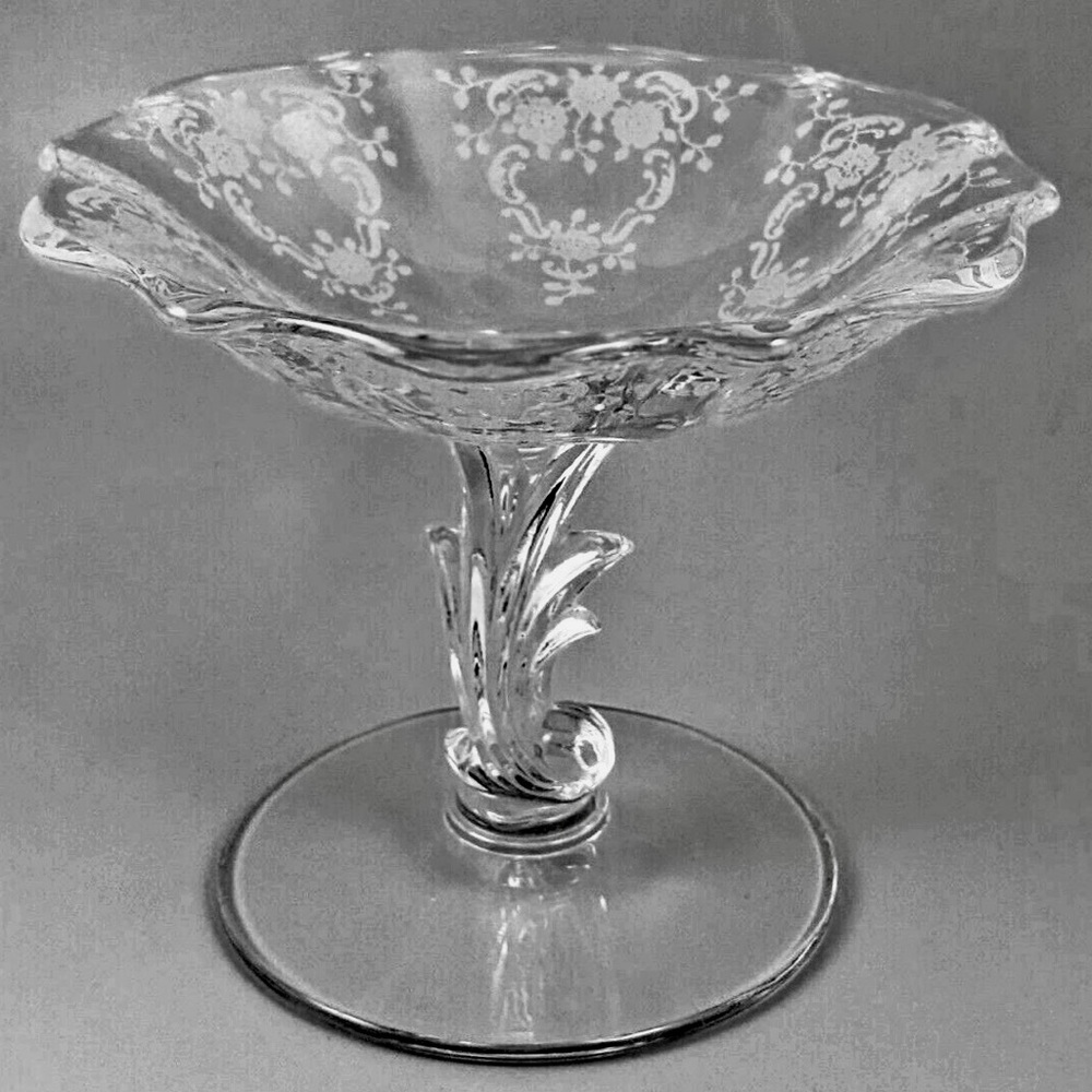 Fostoria Etched Depression Glass Compote